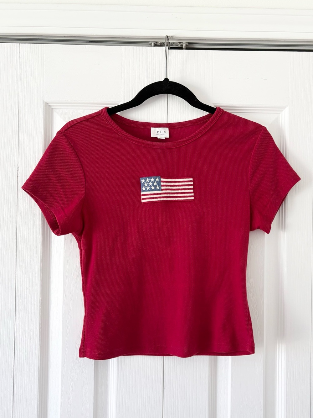 Le Lis Red American Flag Top